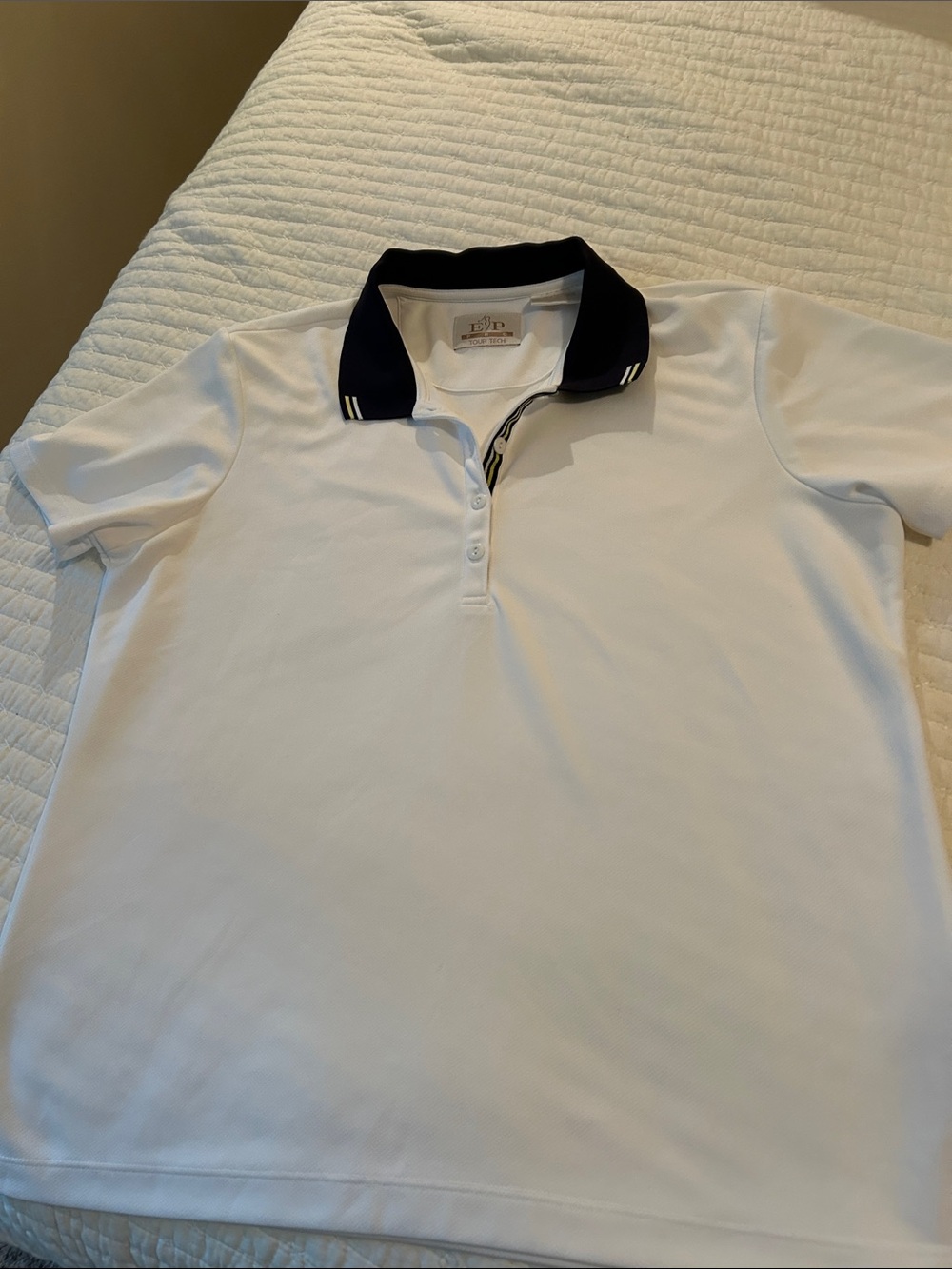 EP Pro White Polo with Black Contrast Collar